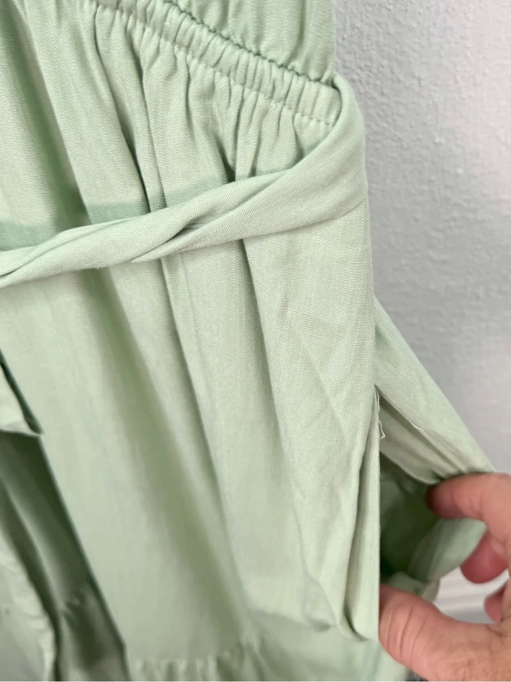 Lucky Brand Midi Dress Womens Size S Smoke Green Flutter Sleeve Tie Waist